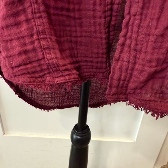 Free People Women’s Burgundy Button Up Shirt Tunic Size XS - Picture 4 of 6